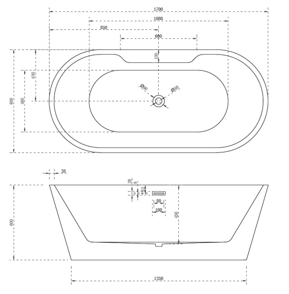 Акриловая ванна ABBER AB9299-1.7 белая