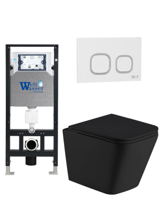 Комплект инсталляции с унитазом Weltwasser AMBERG 506 + GELBACH 043 MT-BL + AMBERG RD-WT