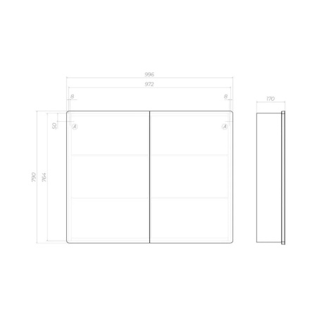 Зеркальный шкаф VIGO Geometry 119, 100 см