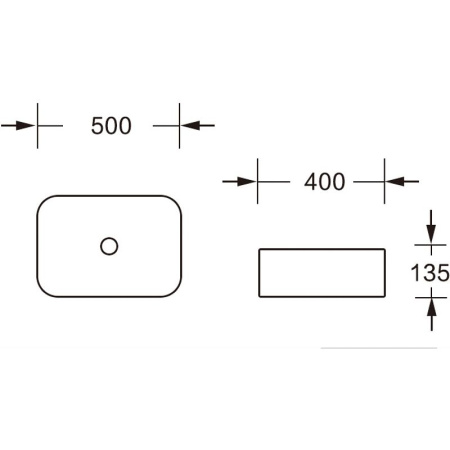 Раковина CR0084 накладная, белая, прямоугольная 500х400х135 Ceruttispa