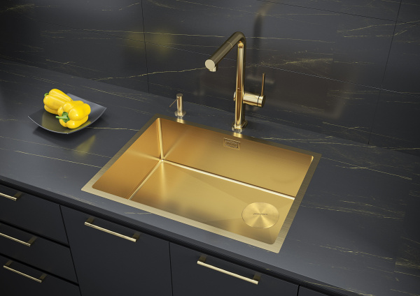 Мойка Paulmark NEXT-SKEW 58 UNI PM885844-BG 440х580х200 мм, нержавеющая сталь, брашированное золото