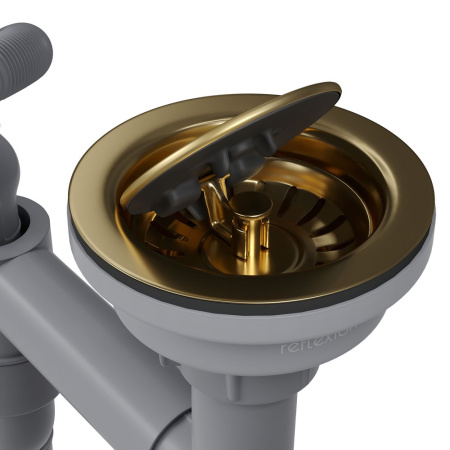 Выпуск для кухонной мойки Reflexion Part RX9003GD брашированное золото