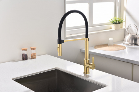 Смеситель для кухни Paulmark HALT Ha214021-SBG, светлое брашированное золото