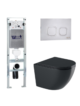 Комплект инсталляции с унитазом Weltwasser AMBERG 350 ST + MERZBACH 043 GL-BL + AMBERG RD-MT CR