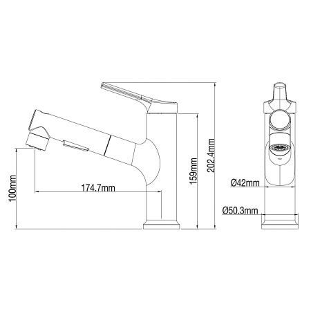 Смеситель для раковины с выдвижным изливом WONZON & WOGHAND, Хром (WW-A40862-CR)
