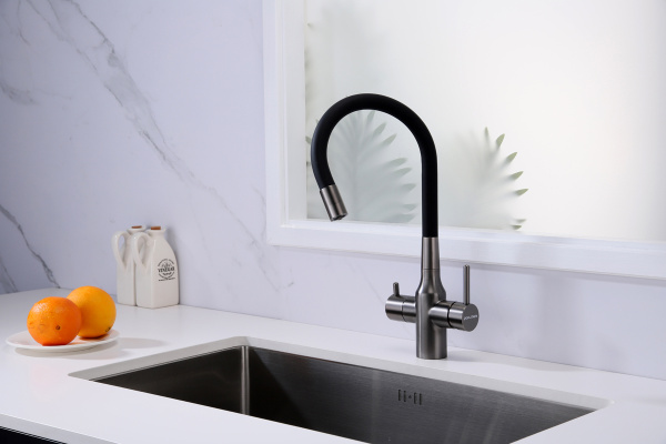 Смеситель для кухни Paulmark SALIX Sa213419-GM, вороненая сталь