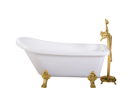 Акриловая ванна Cerutti SPAVITO 150G  отдельностоящая  155x74x75 на львиных лапах золото