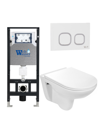 Унитаз с инсталляцией WeltWasser AMBERG 506 + BAARBACH 004 GL-WT + AMBERG RD-WT