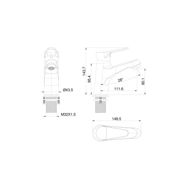 Смеситель для раковины WONZON & WOGHAND, Брашированное золото (WW-A40212-BG)