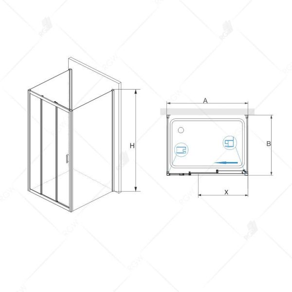 Душевой уголок RGW PA-73 (PA-13 + Z-050-2) 060873109-011 100х90х195 см, хром