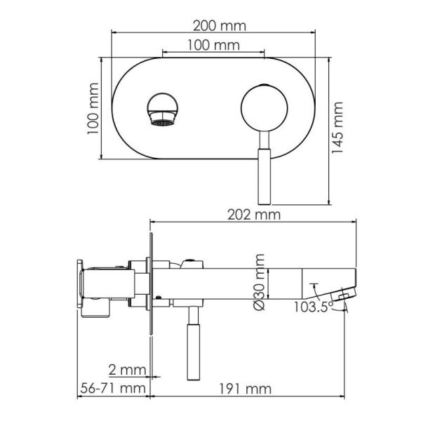 Встраиваемый смеситель для раковины WasserKRAFT Gollach 3330