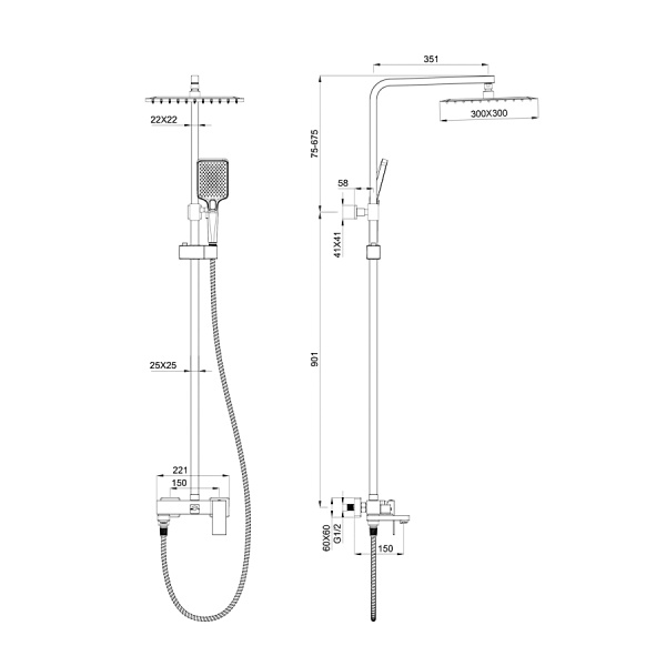Душевая система WONZON & WOGHAND, Брашированное золото (WW-88739016-BG)