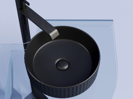 Умывальник чаша накладная круглая Ceramicanova Element 360*360*115мм, черный матовый, CN6057MB