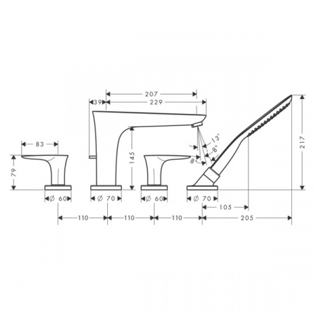 Смеситель на борт ванны Hansgrohe PuraVida 15446400