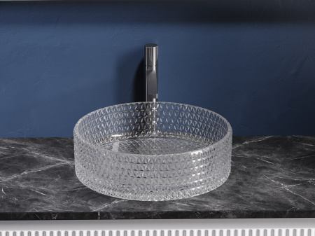 Умывальник чаша накладная круглая Ceramicanova Cristal 360*360*112мм, прозрачная, CN6062