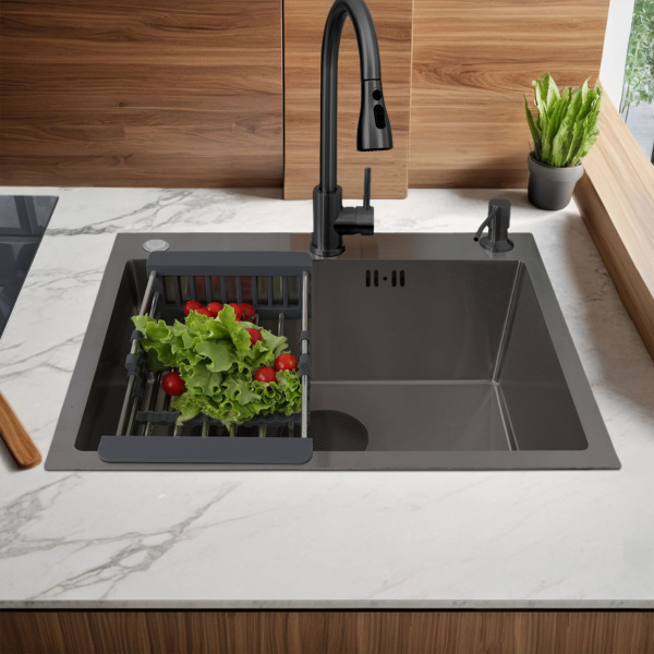 Мойка GLORIA60B nano black (графит) кухонная из нержавеющей стали (600х500х220) Ceruttispa