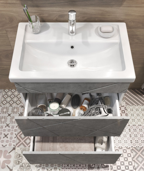 Тумба под раковину напольная VIGO Geometry tn.GEO.FOS.70.2Y бетон, 70 см