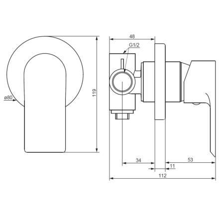 477500000 Apollo Смеситель для душа Damixa монтируемый в стену, хром