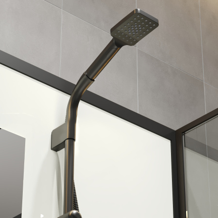Душевая кабина Niagara Standart ST80/15Q/BL/BK (80х80х200) квадрат,поддон 15см,распашная,проф.черный,без крыши
