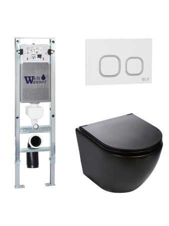 Комплект инсталляции с унитазом Weltwasser AMBERG 350 ST + MERZBACH 043 MT-BL + AMBERG RD-WT