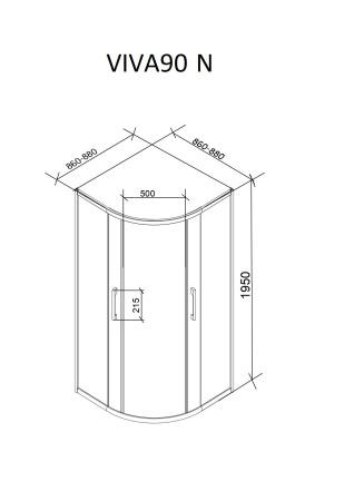 Ограждение VIVA90 N душевое Ceruttispa без поддона (90x90x195)