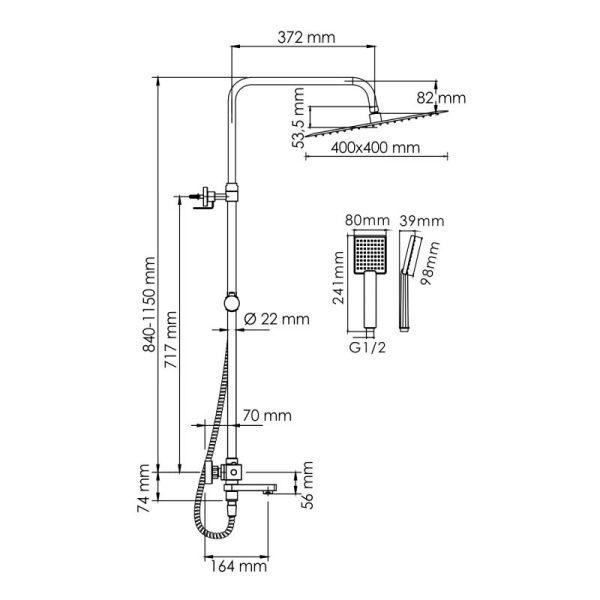 Душевая система WasserKRAFT A199.119.141.010.CH Thermo с термостатическим смесителем