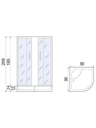 Душевой уголок River DON XL 90/40 MT с поддоном