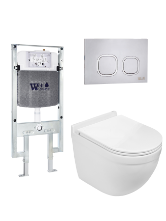 Комплект инсталляции с унитазом Weltwasser AMBERG 497 ST + HEIMBACH 043 GL-WT + AMBERG RD-MT CR