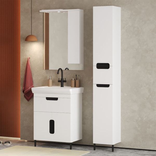 Тумба под умывальник Belux Мадейра напольная 65-01, Белый глянцевый