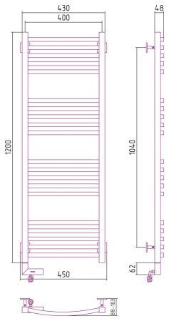 Полотенцесушитель Сунержа Аркус 2.0 1200x400 правый 00-5605-1240