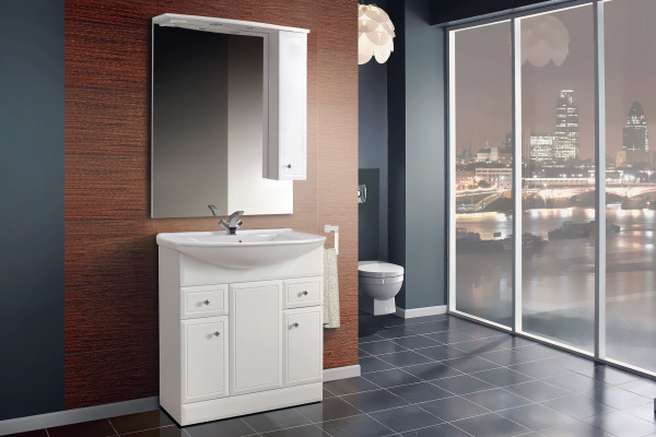 Тумба под умывальник Belux напольная Стиль 80-02, Белый глянцевый