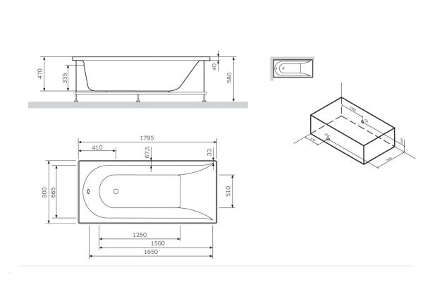 Каркас для ванны AM.PM Spirit W72A-180-080W-R2 180x80 см