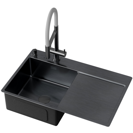Кухонная мойка Roxen Vespa 78 PVD (графит) левосторонняя