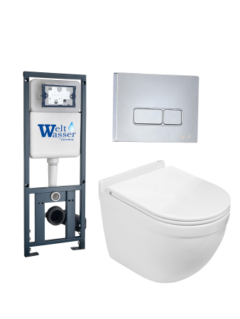 Комплект инсталляции с унитазом Weltwasser MARBERG 410 + HEIMBACH 043 GL-WT + MAR 410 SE-CR