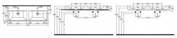 Раковина ISVEA SistemaV двойная накладная 1200*455*100 2 цвет белый СНЯТО 10SV53120SV