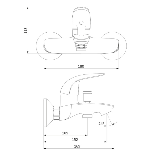 311000001_xxx Eclipse, Смеситель для ванны и душа AM.PM, хром