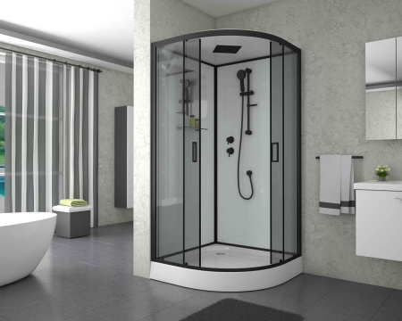 Душевая кабина Niagara Premium NG-6901-01 BLACK (90х90х210) низкий поддон(16 см),черный,стекло тонированное,4 места