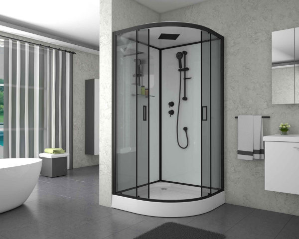 Душевая кабина Niagara Premium NG-6901-01 BLACK (90х90х210) низкий поддон(16 см),черный,стекло тонированное,4 места