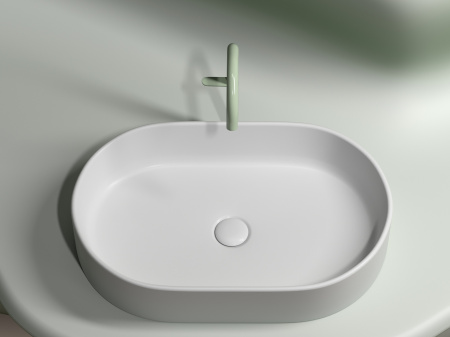 Умывальник чаша накладная овальная Ceramicanova Element 608*385*122мм, Белый матовый, CN6048MW