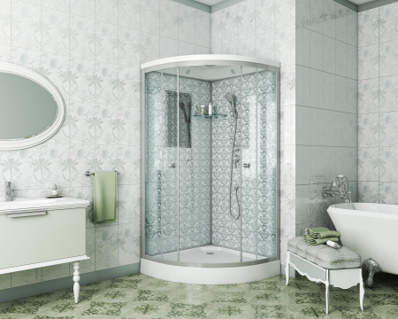 Душевая кабина Niagara Luxe NG-7701W (90x90х210) низкий поддон(15см),дверь раздвижная,стенки серебро,3 места