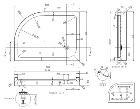 Душевой поддон Azario 900х1200х150 L, для VICTORIA 2131-1-L (P2912 L)