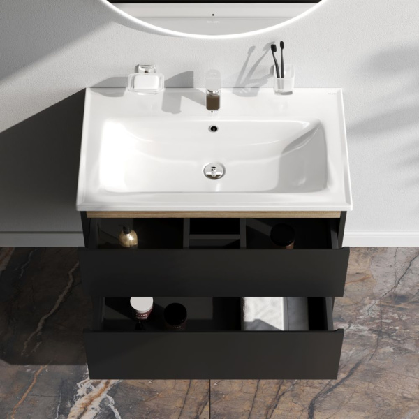 M85AFHX0802BM X-Joy База под раковину AM.PM, подвесная, 80 см, 2 ящика, черный матовый