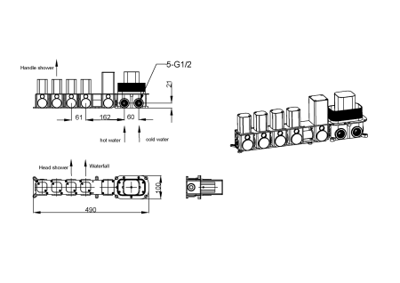 Душевой комплект Boheme Zodiac 133-G термостат, С ВНУТРЕННЕЙ ЧАСТЬЮ, gold