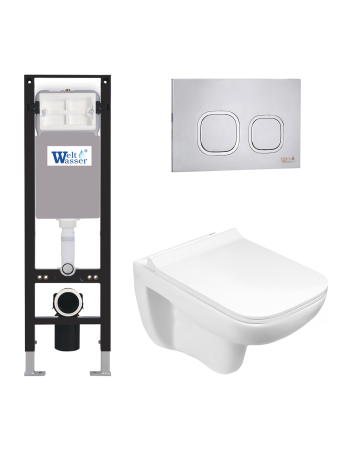 Комплект инсталляции с унитазом Weltwasser AMBERG 350 + KEHLBACH 004 GL-WT + AMBERG RD-MT CR