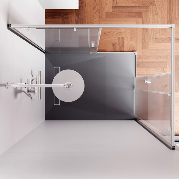 W94G-403-12090-MТ Душевое ограждение AM.PM X-Joy Square Slide 120х90, мат хром, прозрачное