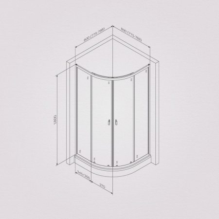 W88G-205-080BT64 X-Joy Twin Slide,  Душевое ограждение AM.PM без  поддона, 80x80, профиль черный