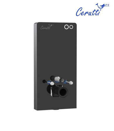 Модуль - инсталляция G111B из черного стекла Ceruttispa, приставная, для подвесных унитазов