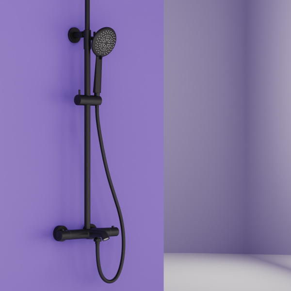 Душевая стойка SANCOS Game для душа/ванны с термостатическим смесителем, цвет черный матовый, арт. SC3001MB