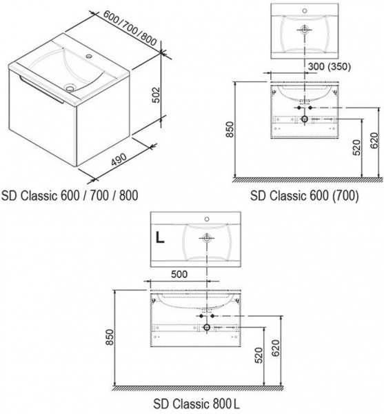 Тумба под умывальник Ravak SD 800-R CLASSIC II 80х49х60 белая