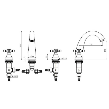 Смеситель для раковины Boheme Royal Cristal 297-Royal/CRST Золото